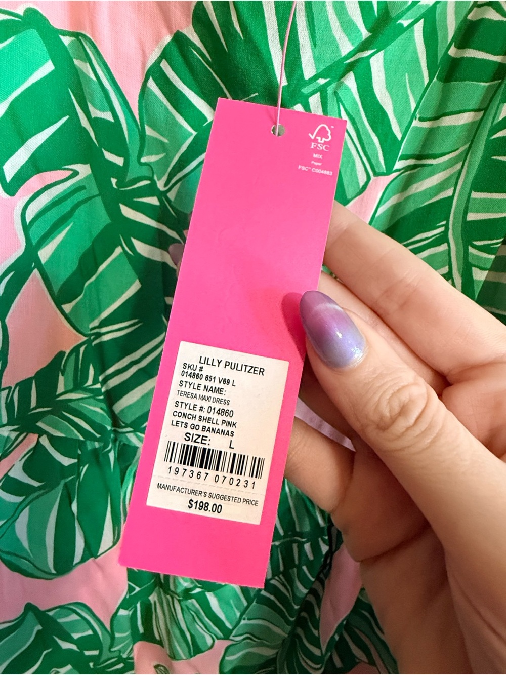 NWT Lilly Pulitzer Teresa Maxi Dress LET'S GO BANANAS Conch Shell Pink Size L - Picture 3 of 6